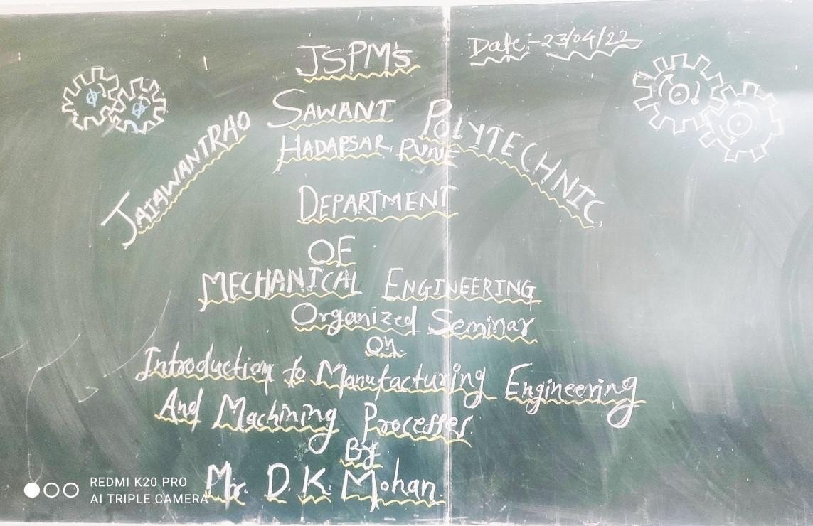 Guest lecture on “Introduction To Manufacturing Engineering And Machining Processes.”